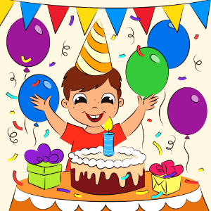 Boy's birthday. Free illustration for personal and commercial use.