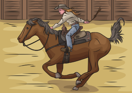 Cowgirl Riding Horse. Free illustration for personal and commercial use.