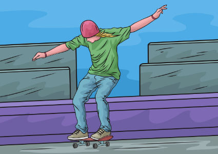 Man Riding a Skateboard. Free illustration for personal and commercial use.