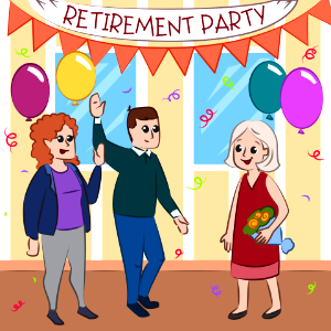 Retirement party. Free illustration for personal and commercial use.
