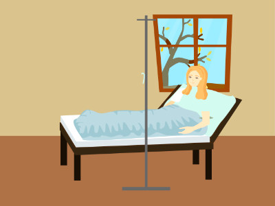 Sick woman hospital. Free illustration for personal and commercial use.