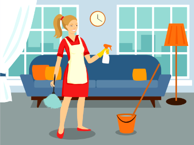 Cleaning lady. Free illustration for personal and commercial use.