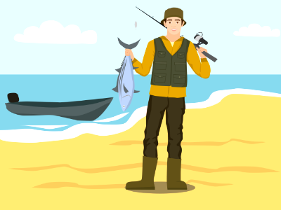 Fisherman. Free illustration for personal and commercial use.