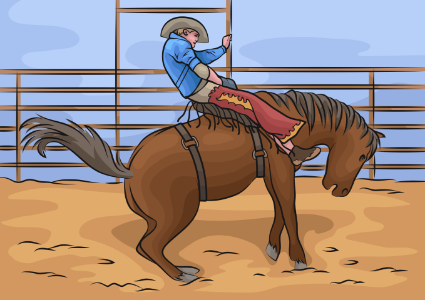 Saddle Bronc Rodeo. Free illustration for personal and commercial use.
