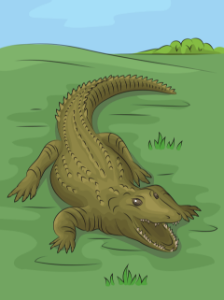 Nile crocodile in the grass. Free illustration for personal and commercial use.
