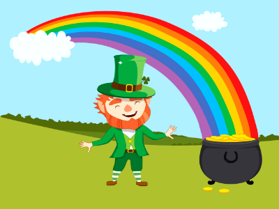 Leprechaun and pot of gold saint patrick's. Free illustration for personal and commercial use.