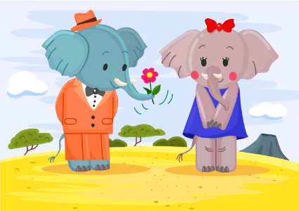 Elephants in love. Free illustration for personal and commercial use.