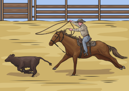 Calf Rope rode cowboy. Free illustration for personal and commercial use.