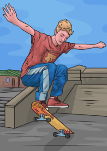 Skateboarding Trick boy. Free illustration for personal and commercial use.