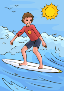 Surfer boy. Free illustration for personal and commercial use.