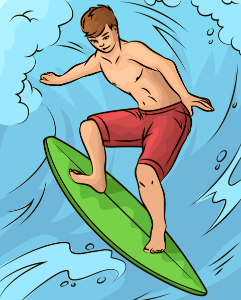 Surfer catching wave. Free illustration for personal and commercial use.