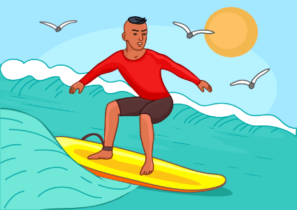 Surfing. Free illustration for personal and commercial use.