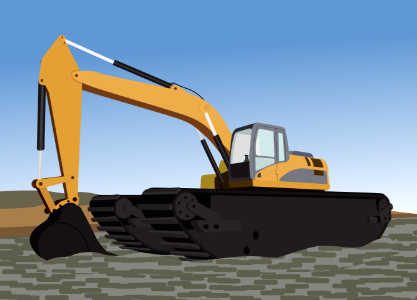 Amphibious excavator. Free illustration for personal and commercial use.