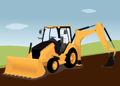 Backhoe loader. Free illustration for personal and commercial use.