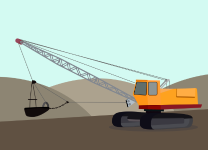 Dragline excavator. Free illustration for personal and commercial use.