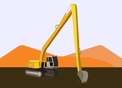 Long reach excavator. Free illustration for personal and commercial use.
