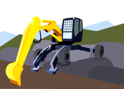 Walking excavator. Free illustration for personal and commercial use.