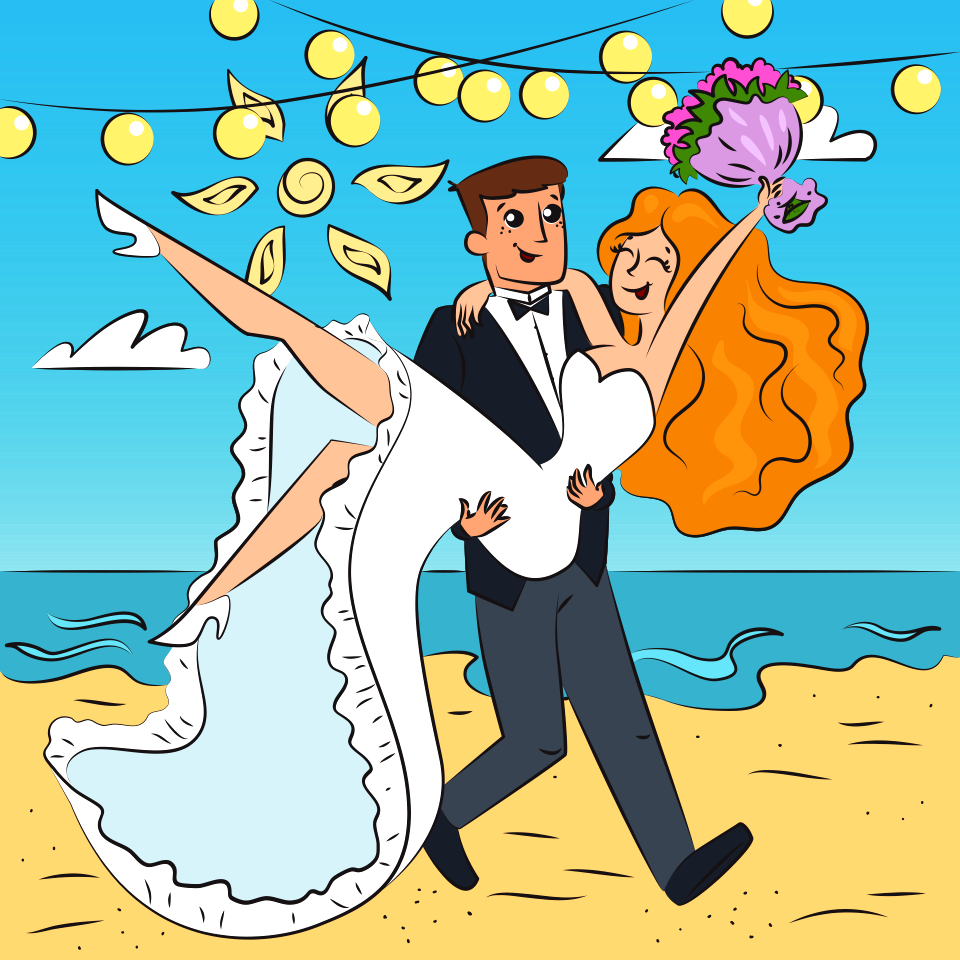 Bride and Groom. Free illustration for personal and commercial use.