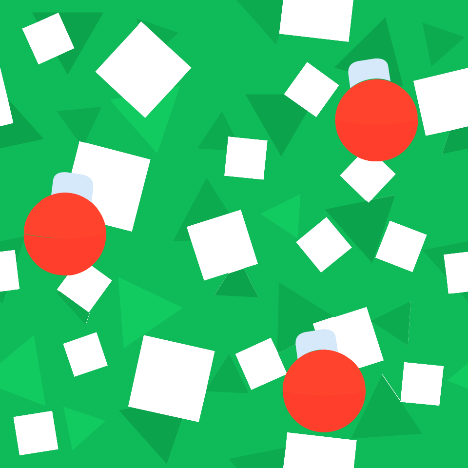 Green triangles white squares xmas balls background. Free illustration for personal and commercial use.