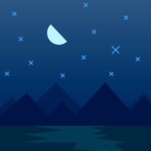 Landscape mountains river night. Free illustration for personal and commercial use.