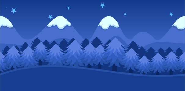 Blue night forest mountains background. Free illustration for personal and commercial use.