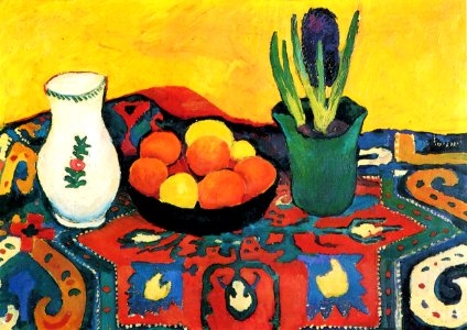macke still life hyacinths carpet 1910. Free illustration for personal and commercial use.