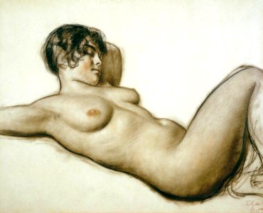 kustodiev lying nude 1915