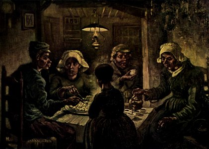 GOGH, Vincent van The Potato Eaters April 1885. Free illustration for personal and commercial use.