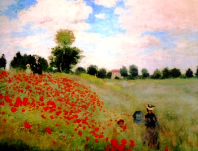 Argenteuil oil on canvas field of poppies. Free illustration for personal and commercial use.