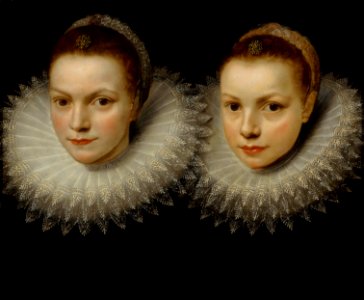 unknown / tuntematon / okänd (Cornelis de Vos?): Two sisters / Kaksi sisarta / Två systrar. Free illustration for personal and commercial use.
