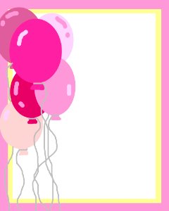 Pink Balloons Invite. Free illustration for personal and commercial use.