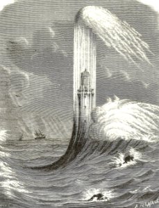 Eddystone Lighthouse Surrounded by Waves