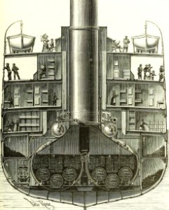 SS La Champagne—Cross-Section through the Boiler Room. Free illustration for personal and commercial use.