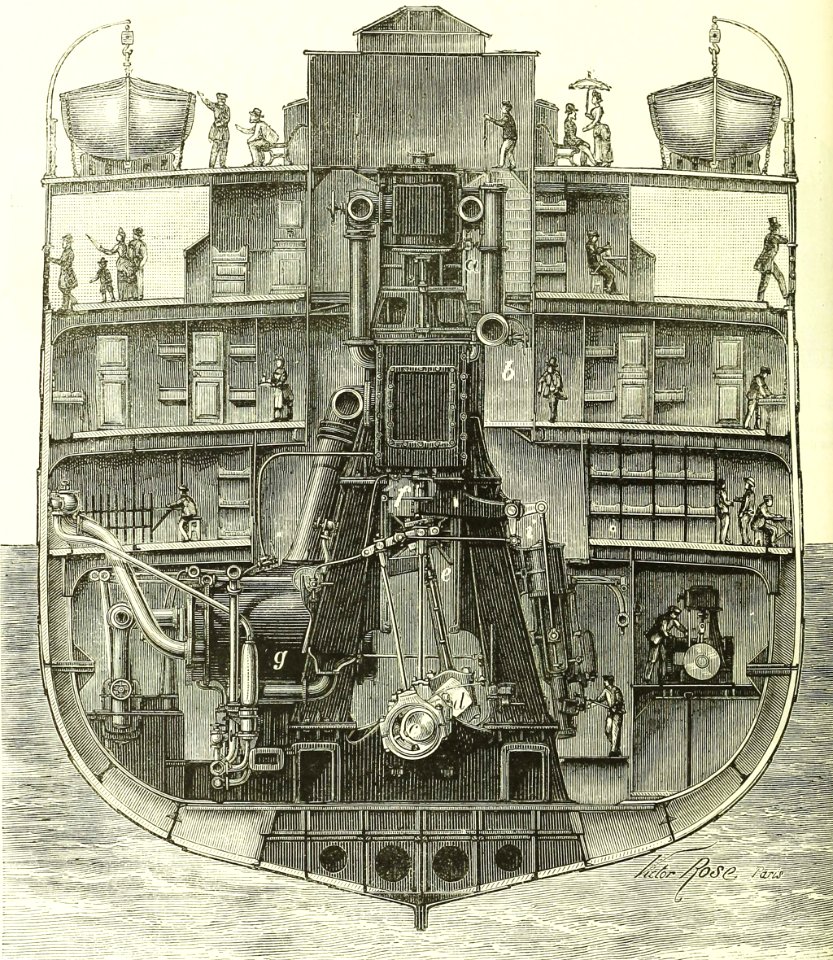 SS La Champagne—Cross-Section through the Engine Room