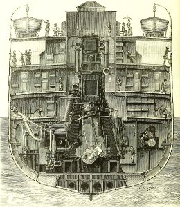 SS La Champagne—Cross-Section through the Engine Room. Free illustration for personal and commercial use.