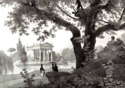 Temple of Aesculapius, Villa Borghese. Free illustration for personal and commercial use.