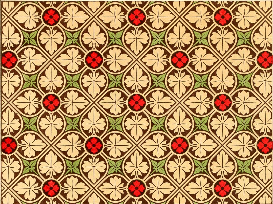 Pattern with Foliage and Floral Designs