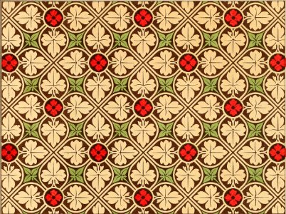 Pattern with Foliage and Floral Designs. Free illustration for personal and commercial use.