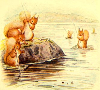 Squirrels Went Fishing. Free illustration for personal and commercial use.