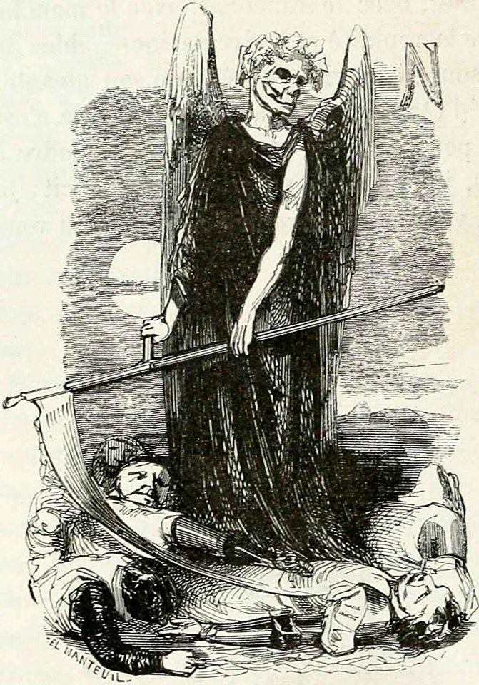 Initial N with Death Holding a Scythe