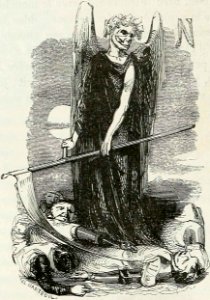 Initial N with Death Holding a Scythe