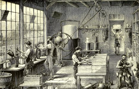 Workshop at a Carbonated Water Factory. Free illustration for personal and commercial use.