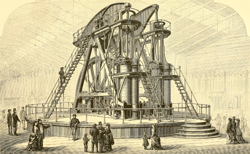 Corliss Beam Steam Engine. Free illustration for personal and commercial use.