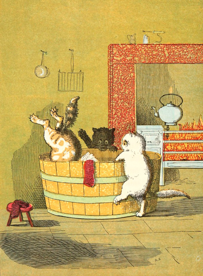 Spotty Falls into the Tub