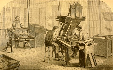 Dickinson-Lorenz Typesetting and Distributing Machines. Free illustration for personal and commercial use.