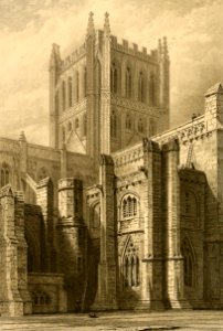Hereford Cathedral—Tower & Transept. Free illustration for personal and commercial use.