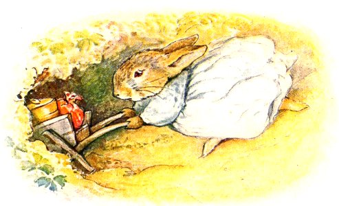 Rabbit entering Her Burrow. Free illustration for personal and commercial use.