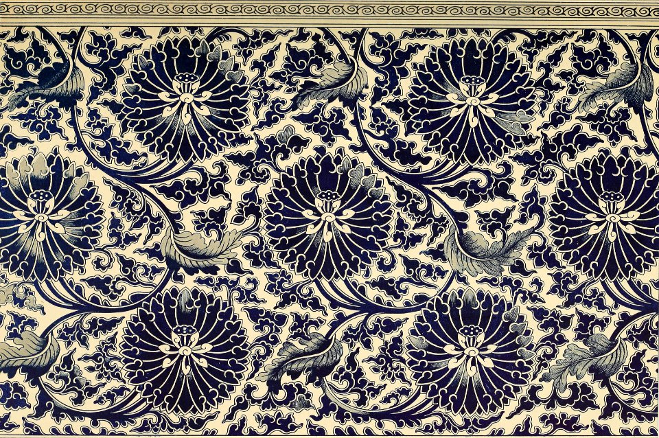 Blue and White Floral Design