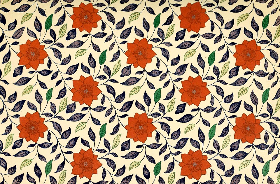 Pattern with Flowers and Leaves