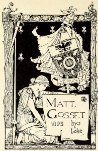 Bookplate of Matt. Gossey. Free illustration for personal and commercial use.